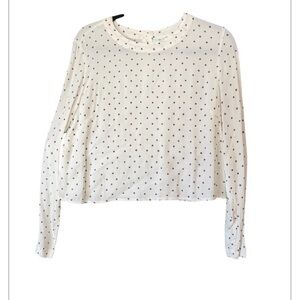 Kimchi Blue Urban Outfitters White & Black Diamond  Cropped Long Sleeve Top